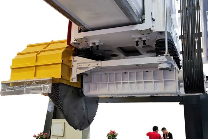 Upward view of big stone cutting machine